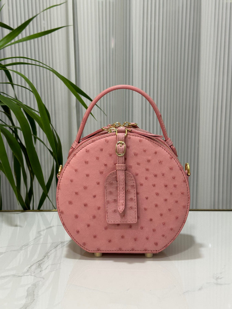 Womens Ostrich Skin Leather Apple Phone Handle Bag-5