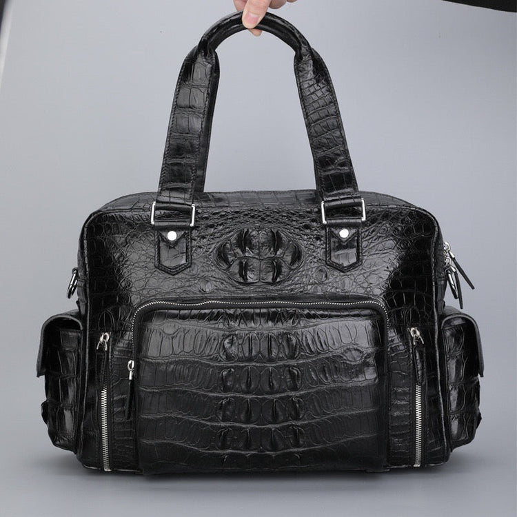 Crocodile Leather Shopper Business Handbag-0