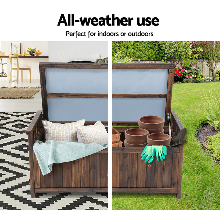 NNEDSZ Outdoor Storage Box Wooden Garden Bench Chest Toy Tool Sheds Furniture-3