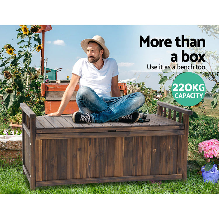 NNEDSZ Outdoor Storage Box Wooden Garden Bench Chest Toy Tool Sheds Furniture-4
