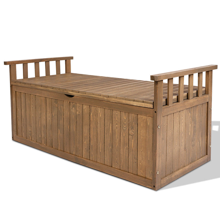 NNEDSZ Outdoor Storage Box Wooden Garden Bench 128.5cm Chest Tool Toy Sheds XL-0