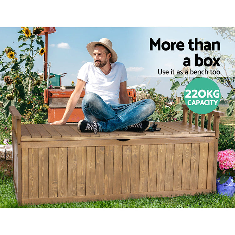 NNEDSZ Outdoor Storage Box Wooden Garden Bench 128.5cm Chest Tool Toy Sheds XL-4