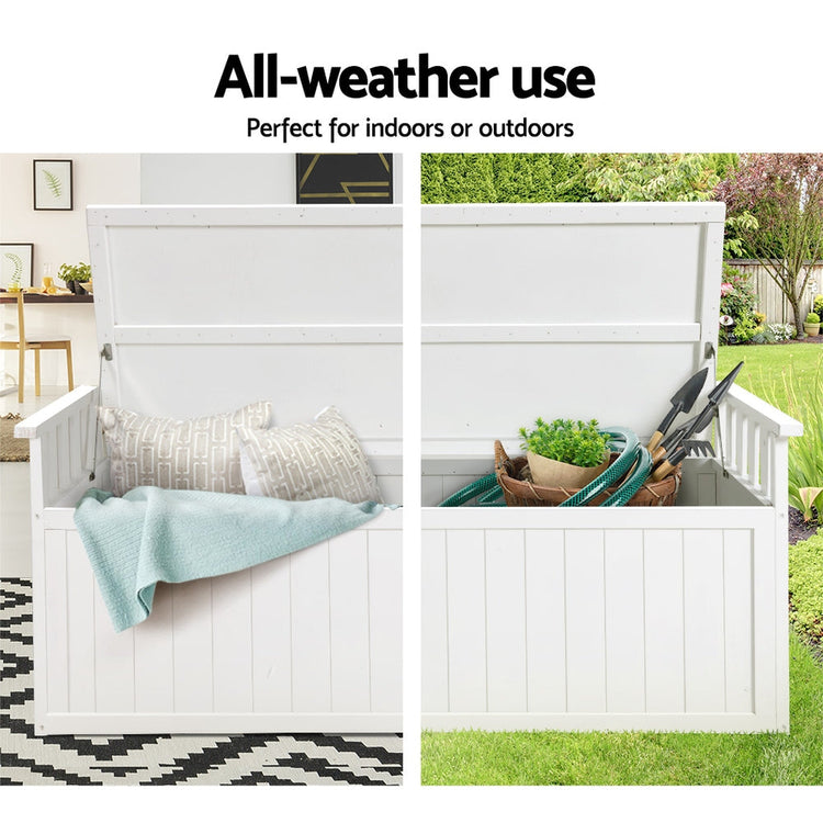 NNEDSZ Outdoor Storage Box Wooden Garden Bench 129cm Chest Tool Toy Sheds XL-4