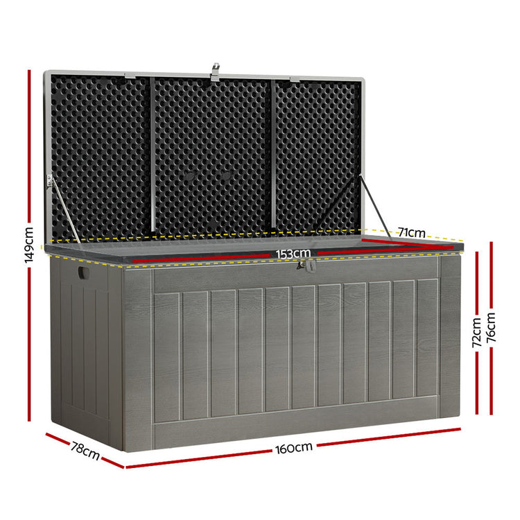 NNEDSZ Outdoor Storage Box 830L Container Lockable Garden Bench Tool Shed Black-1