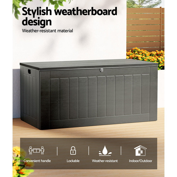 NNEDSZ Outdoor Storage Box 830L Container Lockable Garden Bench Tool Shed Black-3