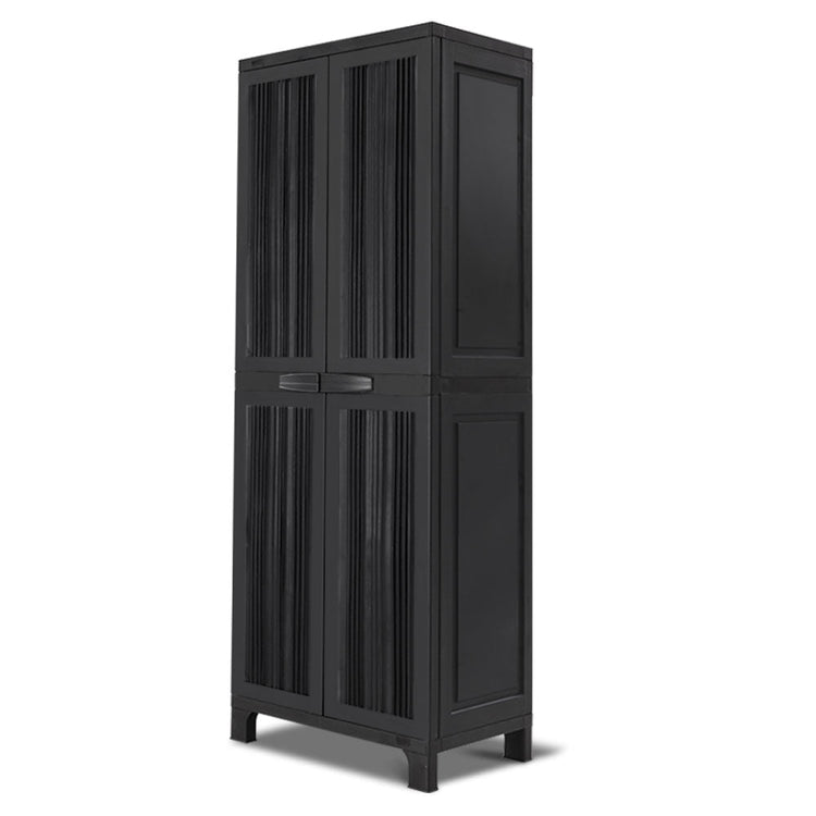 NNEDSZ Outdoor Storage Cabinet Lockable Tall Garden Sheds Garage Adjustable Black 173CM-2