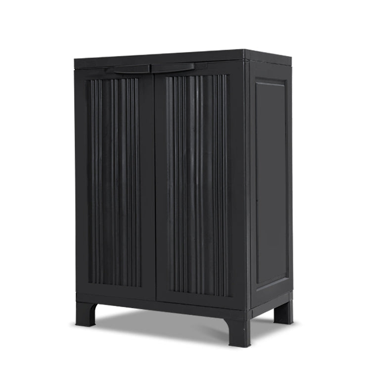 NNEDSZ Outdoor Storage Cabinet Cupboard Lockable Garden Sheds Adjustable Black-2