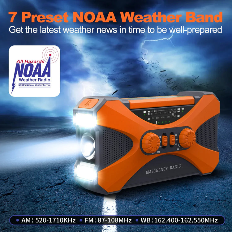 NNEOBA Emergency Hand Crank Solar Radio Orange-3