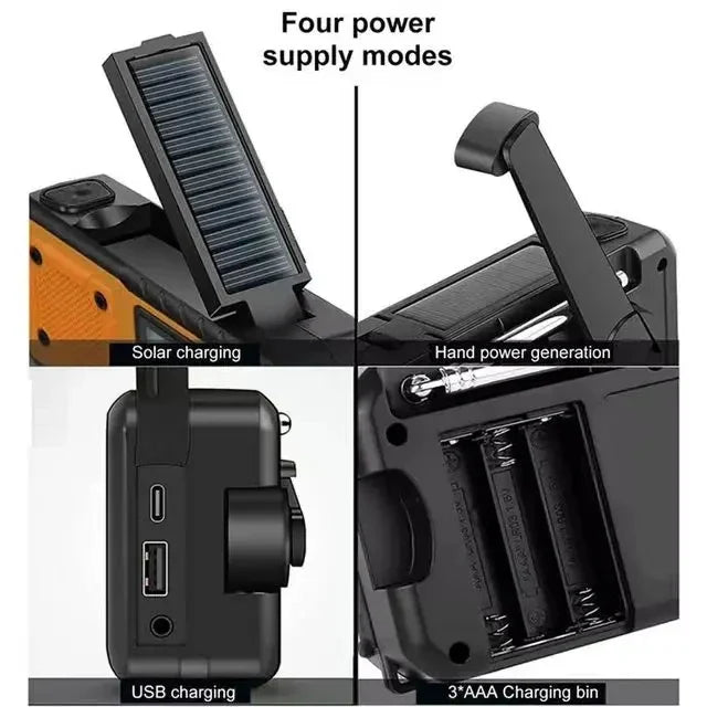 NNEOBA 5000mAh Solar Hand Crank Emergency Radio Yellow-1