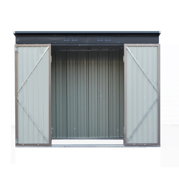 NNEDSZ Garden Shed 2.31x1.31M Sheds Outdoor Storage Tool Metal Workshop Shelter Double Door-2
