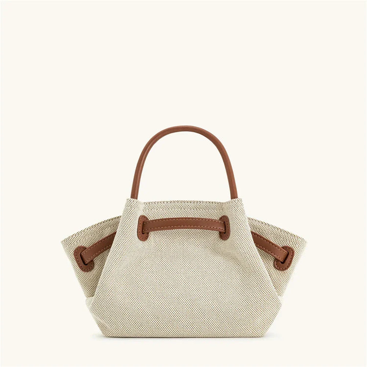 Women's Canvas Brown Mini Crossbody Shoulder Bag (Brown)-2
