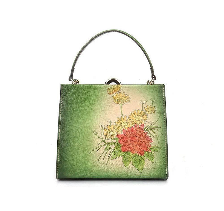 Vintage Leather Casual Box Shoulder Bag Small Square Bag-0