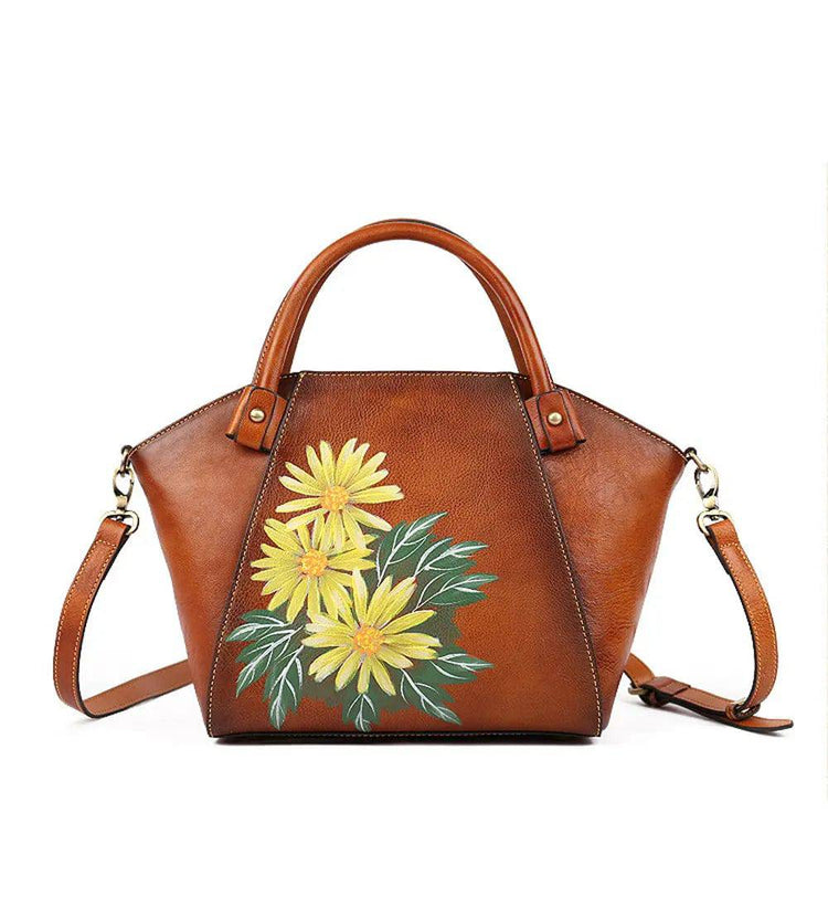 Vintage Leather Dumpling Tote Shoulder Cross Body Bag-3