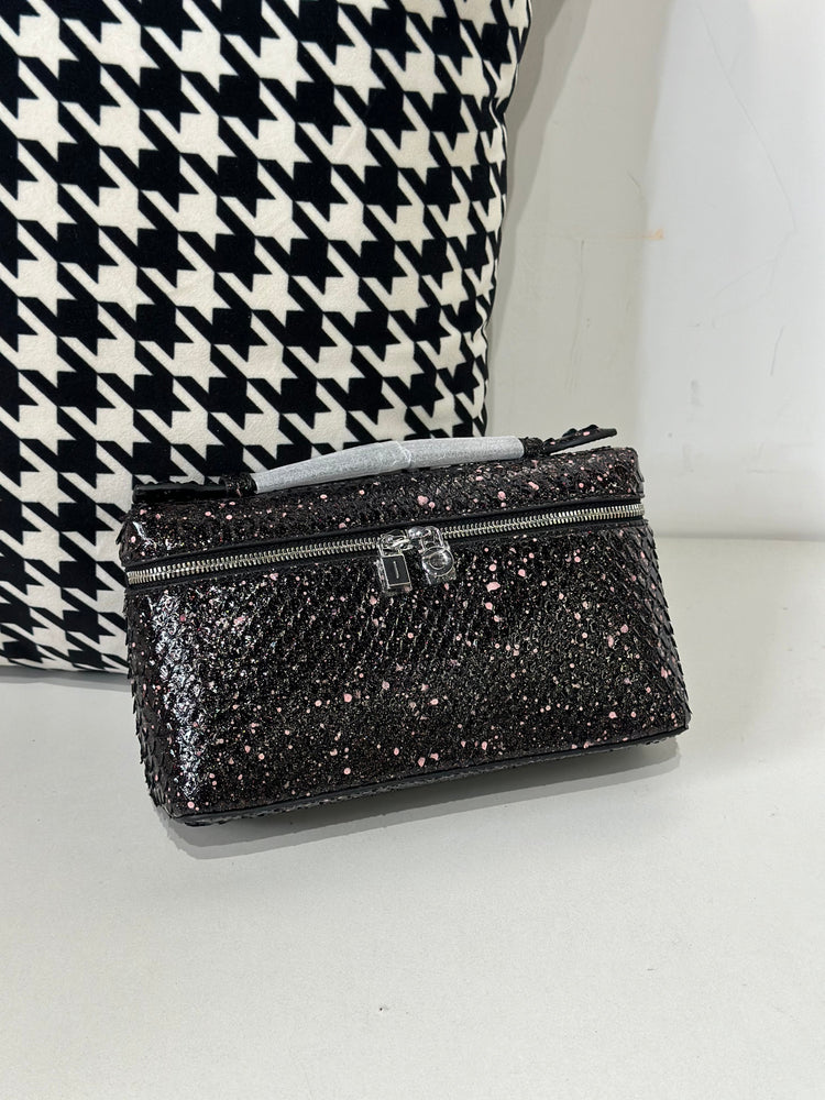 Genuine Python Skin Leather Zipper Cosmetic Handle Bag-6