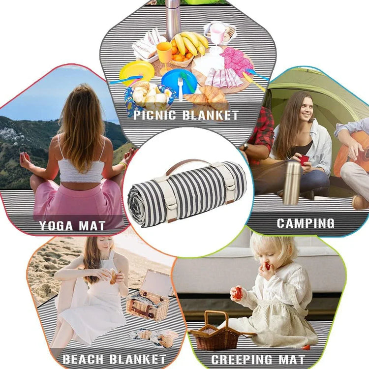 Waterproof Picnic Blanket with Carry Strap for Outdoor Activities-2