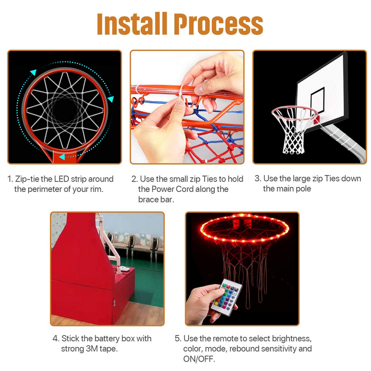 LED Basketball Hoop Lights, Remote Control 16 Color Good Gift-2