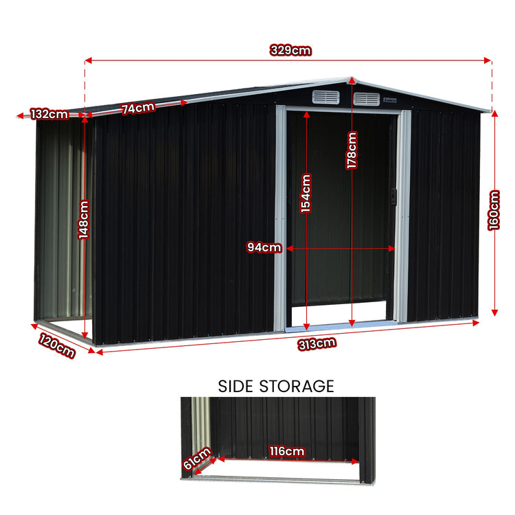 NNEDPE Garden Shed with Semi-Close Storage 4*8FT - Black-1