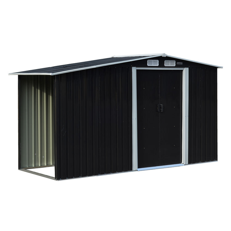 NNEDPE Garden Shed with Semi-Close Storage 4*8FT - Black-2