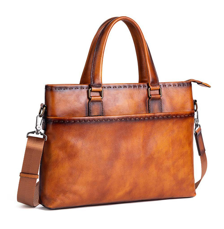 Mens Vintage Leather Buiness Briefcase Shoulder Cross Body Bag 2769-4