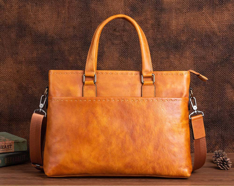 Mens Vintage Leather Buiness Briefcase Shoulder Cross Body Bag 2769-3