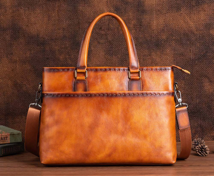 Mens Vintage Leather Buiness Briefcase Shoulder Cross Body Bag 2769-1