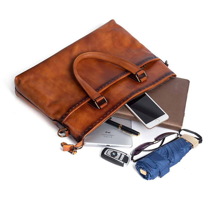 Mens Vintage Leather Buiness Briefcase Shoulder Cross Body Bag 2769-2