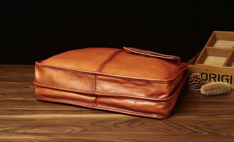 Mens Vintage Leather Buiness Briefcase Shoulder Cross Body Bag 2850-4