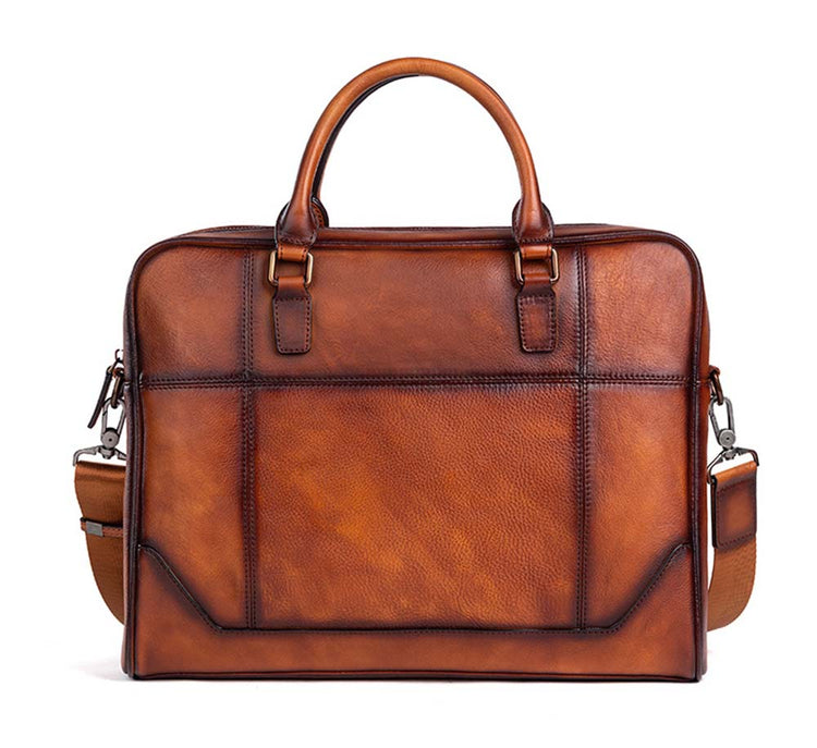 Mens Vintage Leather Buiness Briefcase Shoulder Cross Body Bag 2855-0