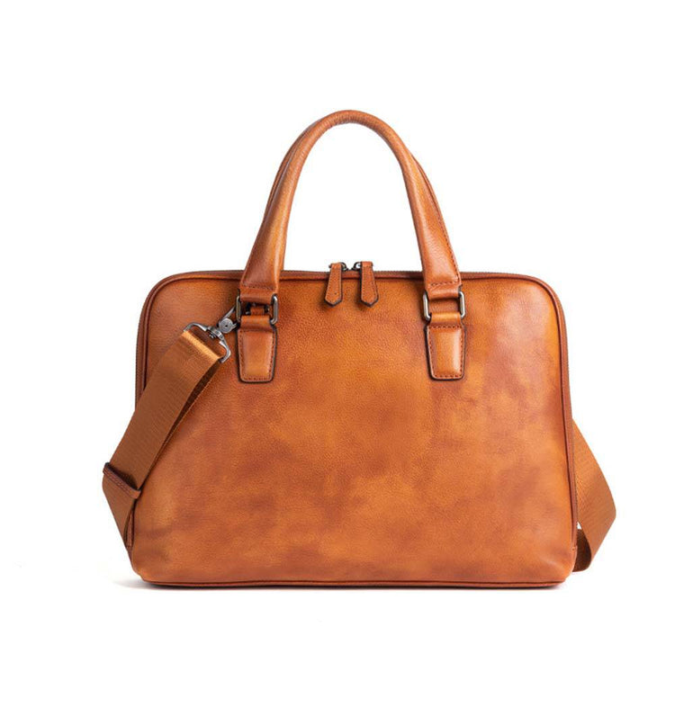 Mens Vintage Leather Buiness Briefcase Top Handle Shoulder Cross Body Bag 2860-0
