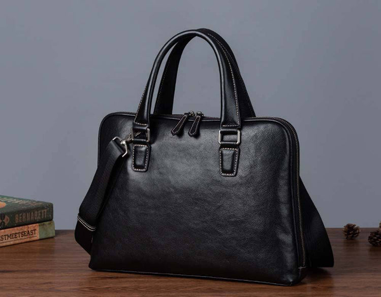 Mens Vintage Leather Buiness Briefcase Top Handle Shoulder Cross Body Bag 2860-2