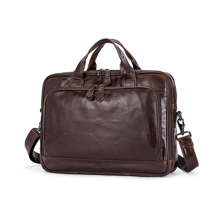 Rossie Viren Leather Laptop Bag Mens Briefcase Messenger Bag Mens Portfolio Slim Bag-1