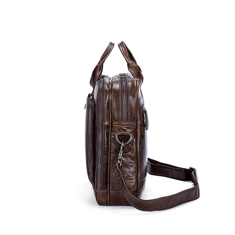 Rossie Viren Leather Laptop Bag Mens Briefcase Messenger Bag Mens Portfolio Slim Bag-2
