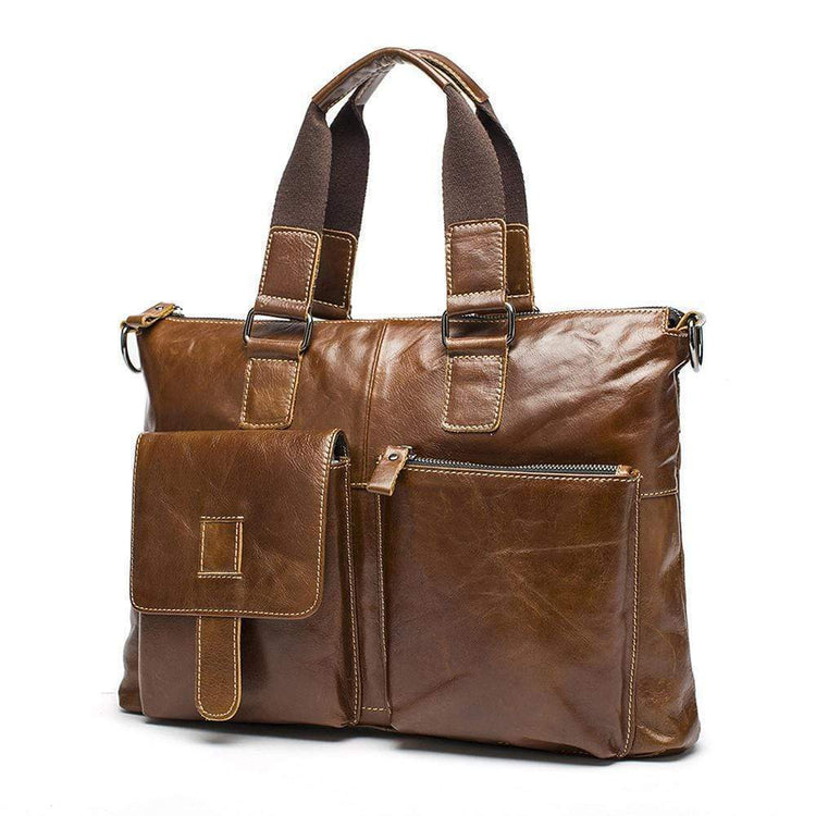 Rossie Viren Men's Bunished Vintage Leather Shoulder Top Handle Bags-1