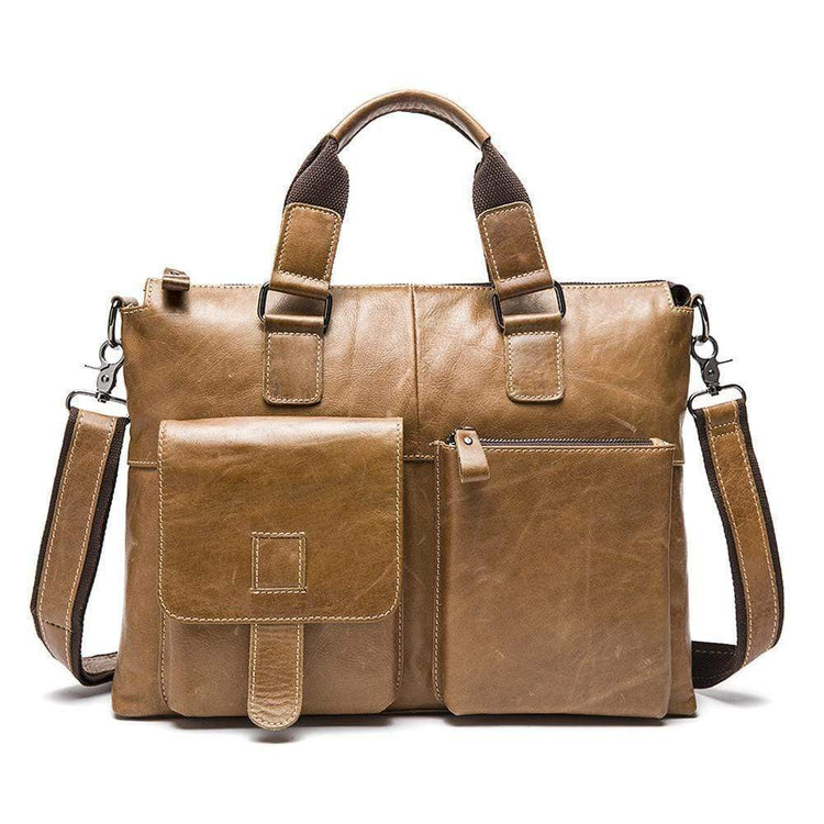 Rossie Viren Men's Bunished Vintage Leather Shoulder Top Handle Bags-5