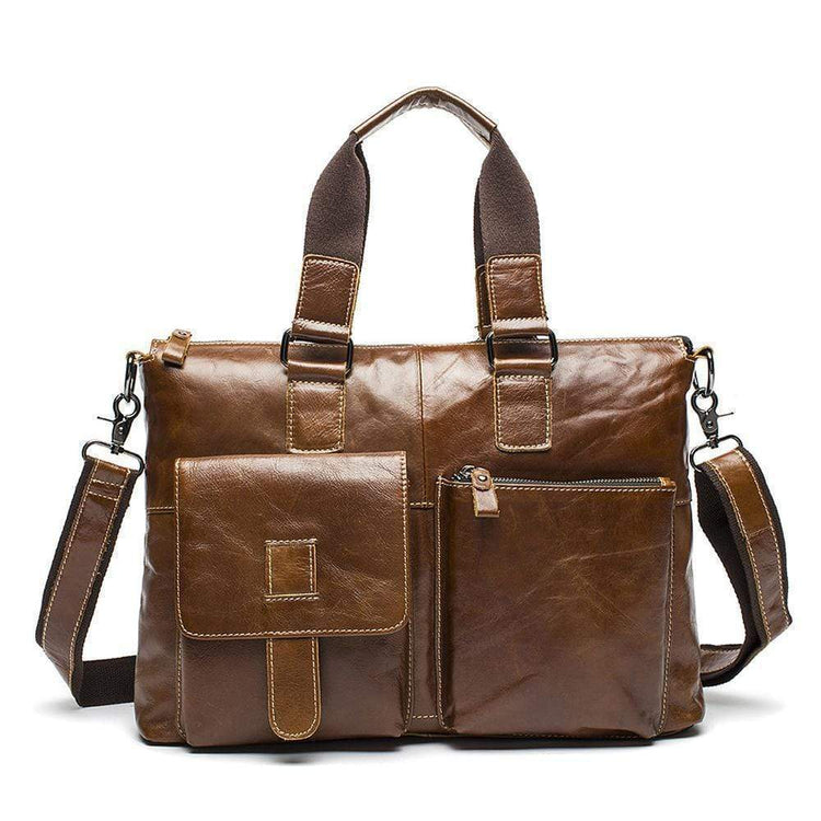 Rossie Viren Men's Bunished Vintage Leather Shoulder Top Handle Bags-0