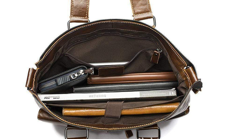 Rossie Viren Men's Bunished Vintage Leather Shoulder Top Handle Bags-4
