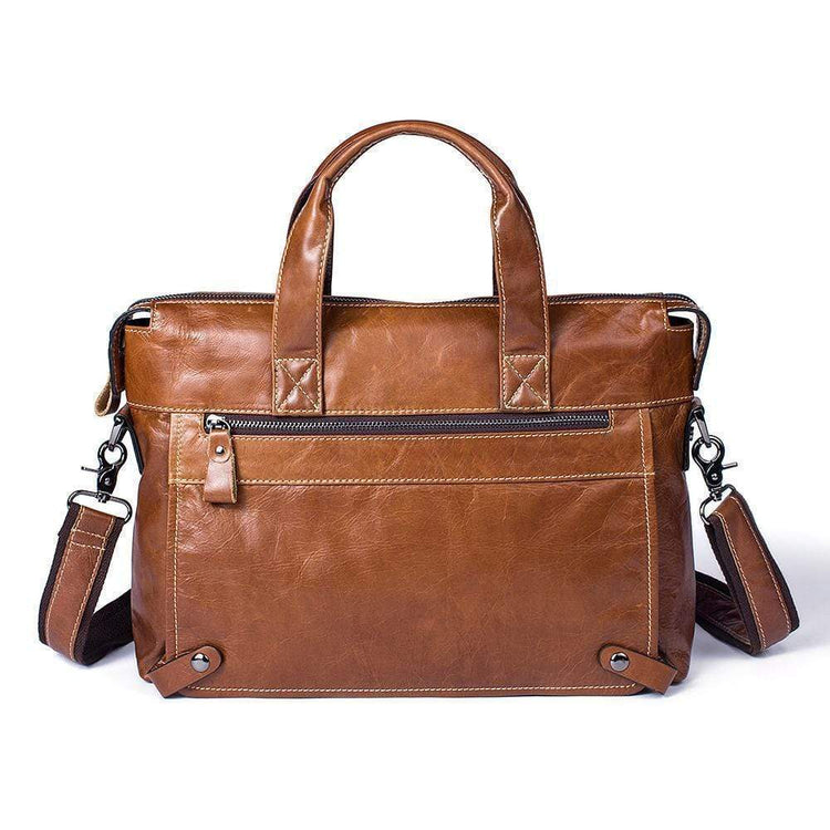 Rossie Viren Men's Classic 15" Men's Handmade Leather Briefcase Laptop Bag Messenger Shoulder Bag-8