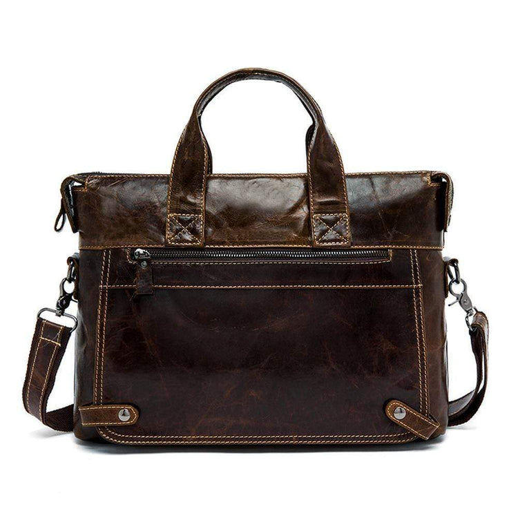 Rossie Viren Men's Classic 15" Men's Handmade Leather Briefcase Laptop Bag Messenger Shoulder Bag-5