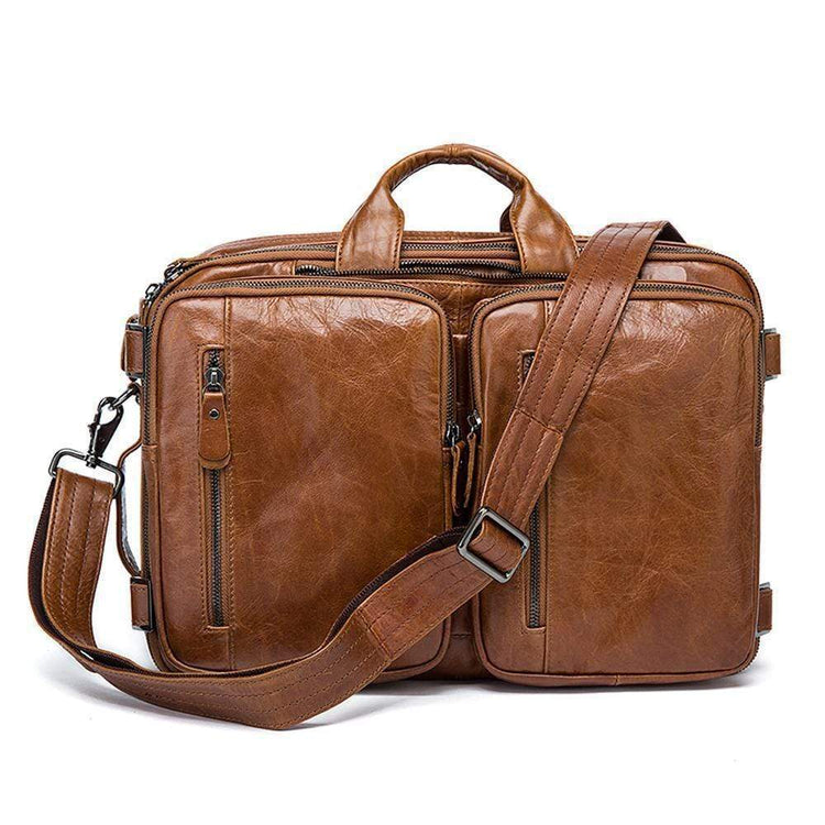 Rossie Viren Men's Dual Large Capacity Vintage Leather Briefcase-5