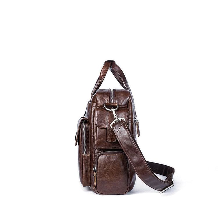 Rossie Viren Men's Large Handmade Vintage Leather Briefcase Messenger Shoulder Bag-3
