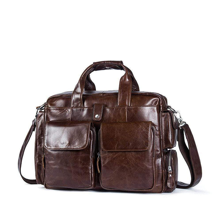 Rossie Viren Men's Large Handmade Vintage Leather Briefcase Messenger Shoulder Bag-4