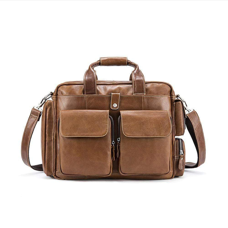 Rossie Viren Men's Large Handmade Vintage Leather Briefcase Messenger Shoulder Bag-6