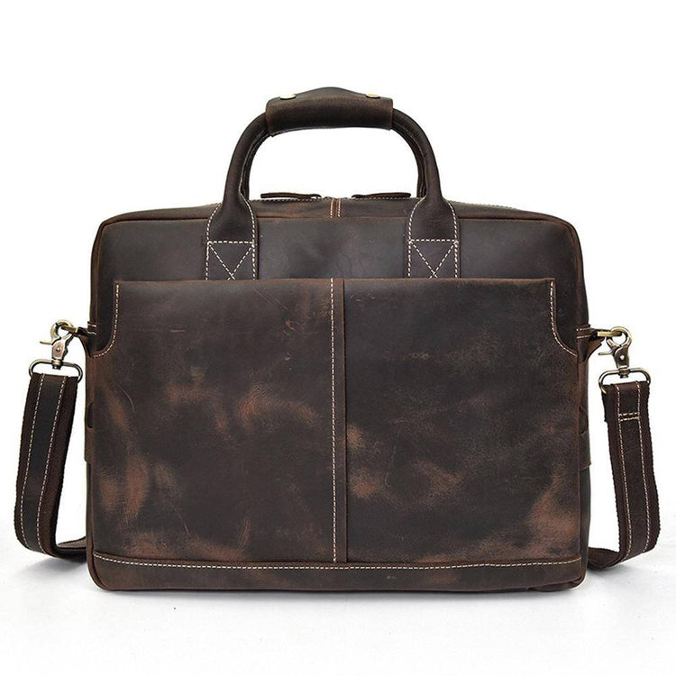 Rossie Viren Men's Large Vintage Brown Leather Briefcase / Leather Satchel / Leather Travel Bag /Leather Messenger Bag-0