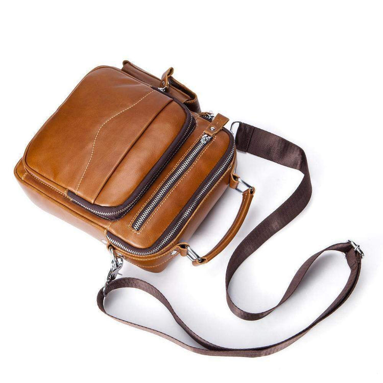 Rossie Viren Men's Leather Briefcase Vintage Messenger Crossbody Bag-3