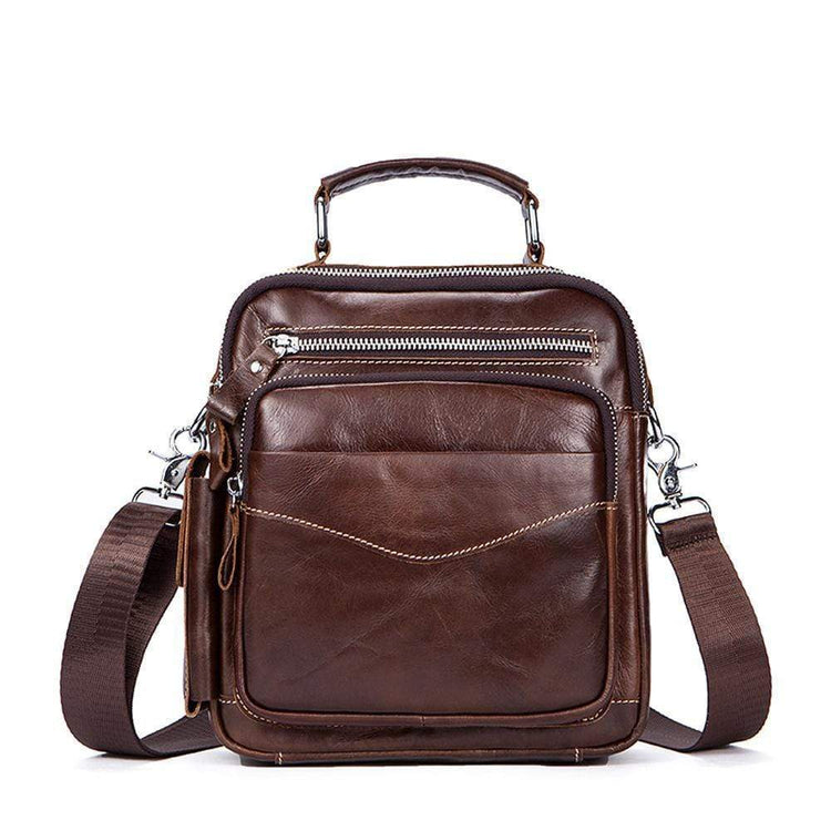 Rossie Viren Men's Leather Briefcase Vintage Messenger Crossbody Bag-5