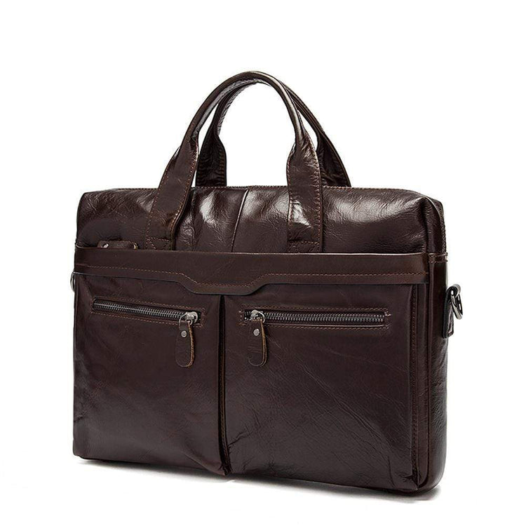 Rossie Viren Men's Leather Expandable Laptop Briefcase-4