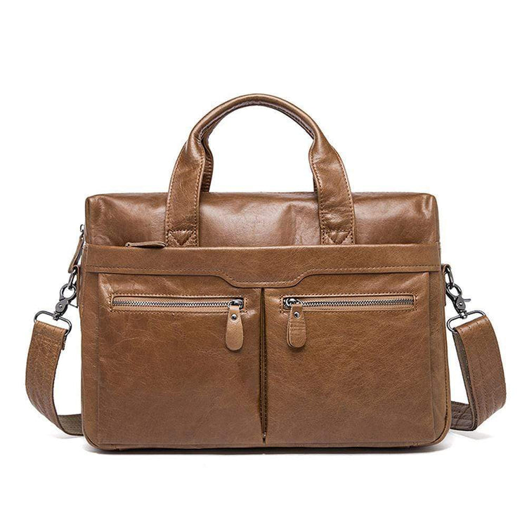 Rossie Viren Men's Leather Expandable Laptop Briefcase-1