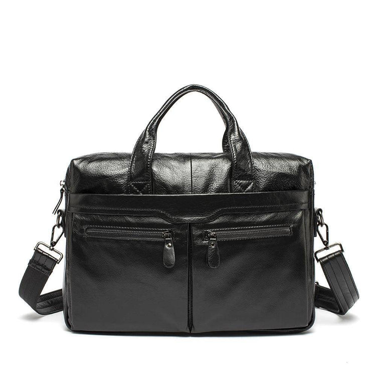 Rossie Viren Men's Leather Expandable Laptop Briefcase-2