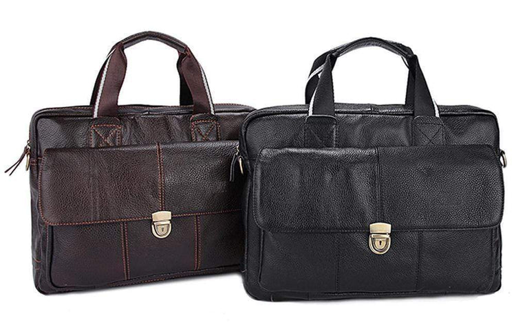 Rossie Viren Men's Pebbled Leather Briefcase For Men-0