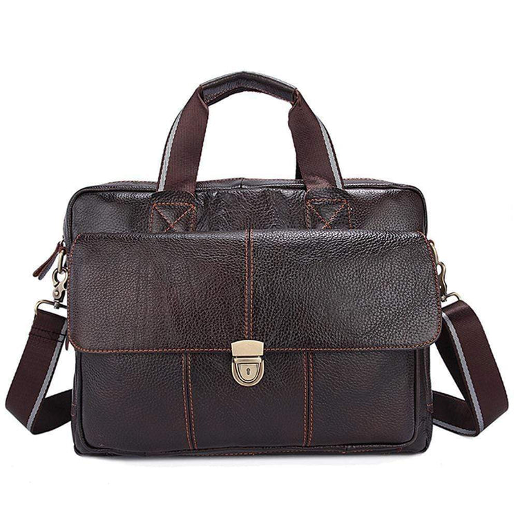 Rossie Viren Men's Pebbled Leather Briefcase For Men-2